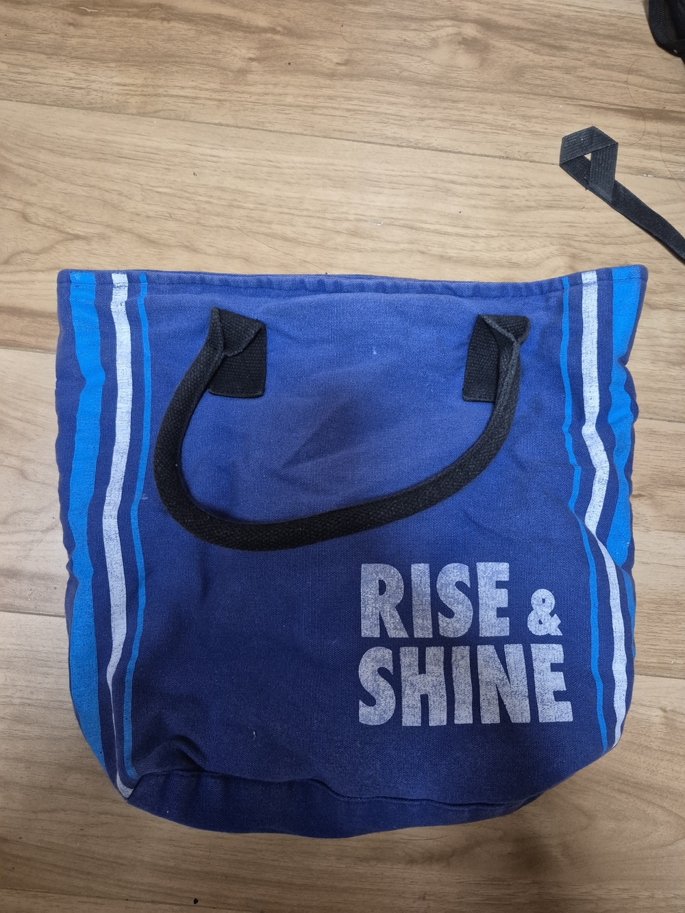 Blue 'Rise & Shine' Canvas Tote Bag also beach bag